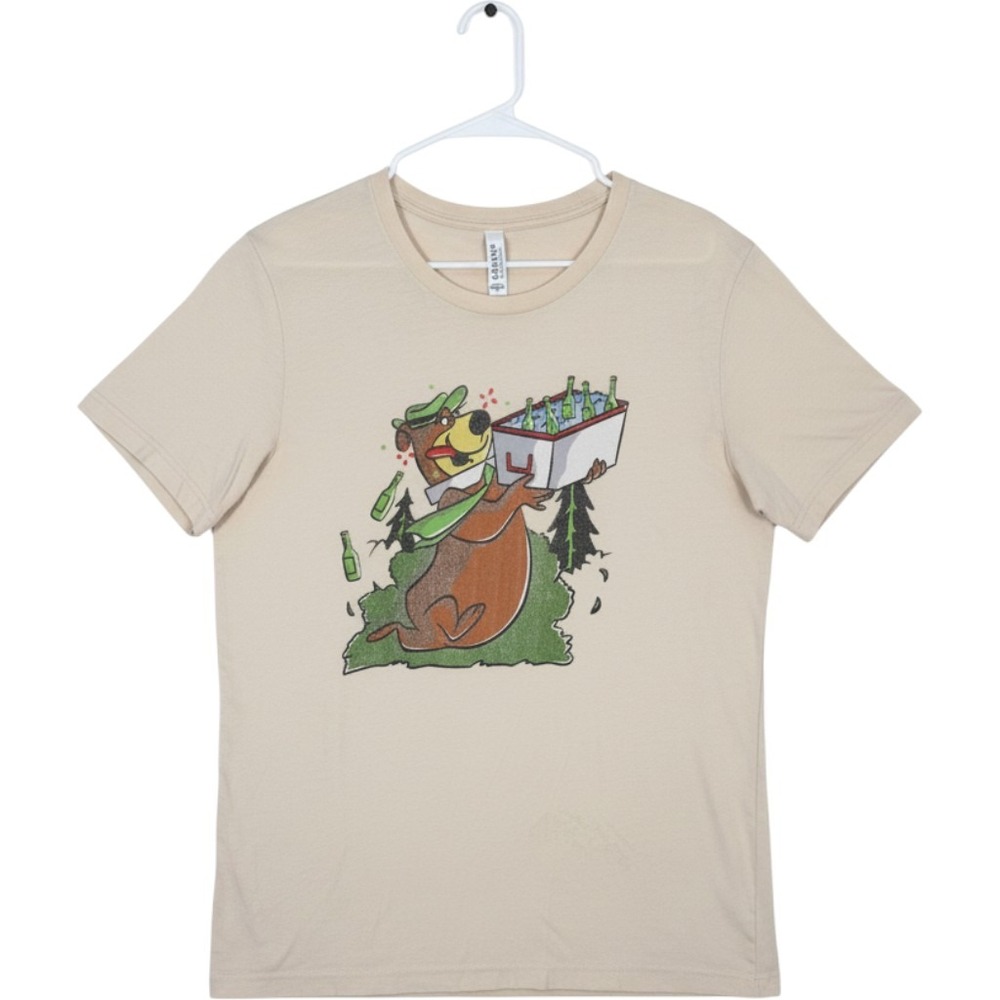 Bella Canvas Yogi Bear Graphic Tee Cream Beige Short Sleeve Shirt Large